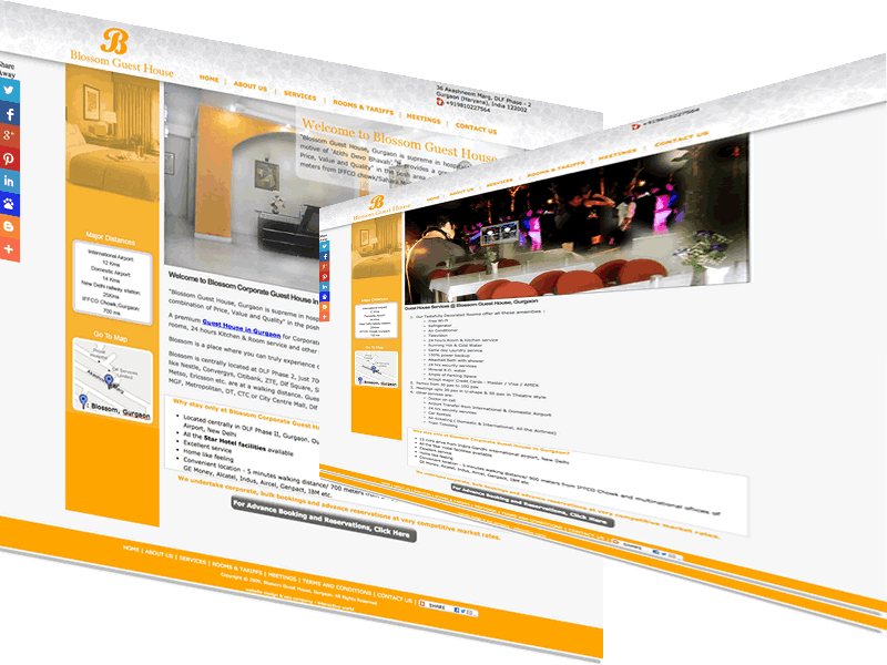 Blossom Guest House Gurgaon Website Design