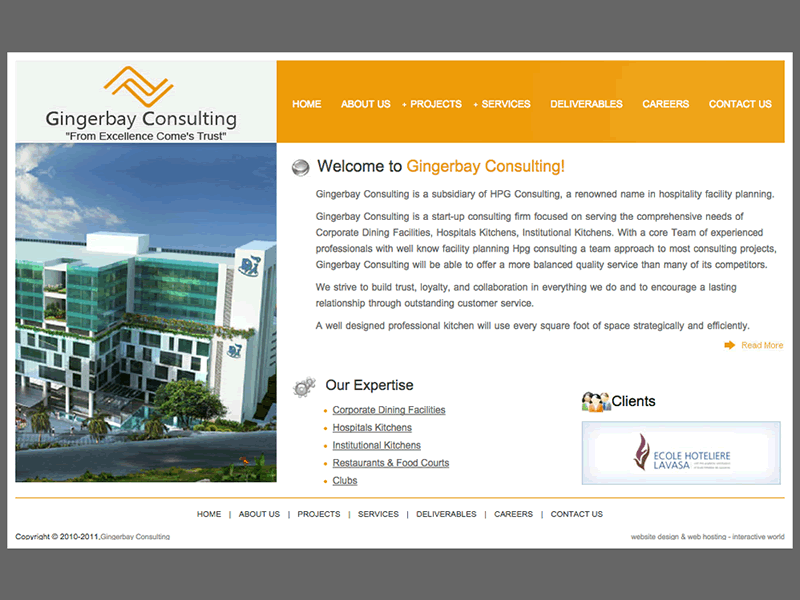 Web Design for Consultants - Gingerbay Consulting. Website Design for Consultants, Website Design for Hospitality Consultants, Design for Hotel Consultants