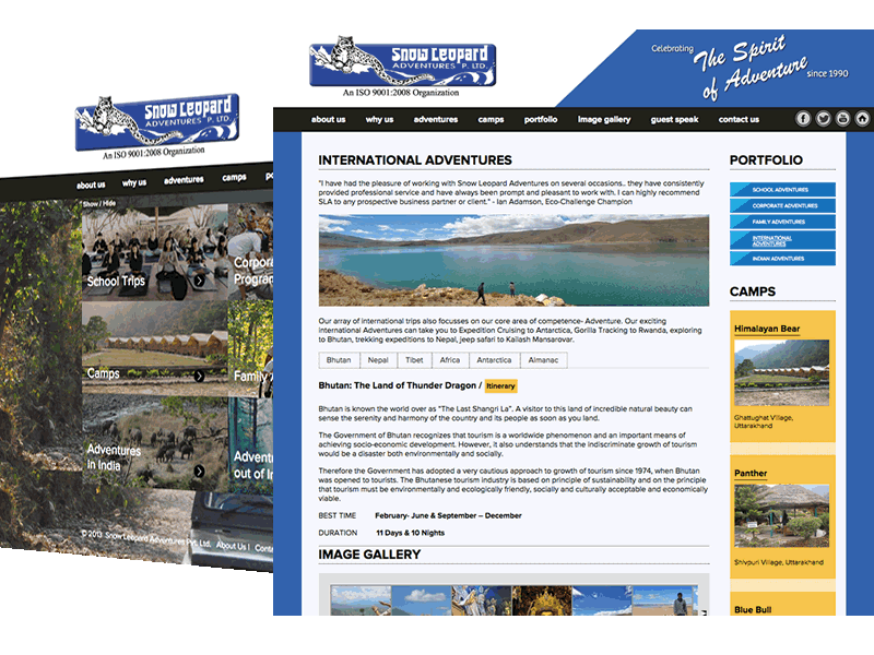 Snow Leopard Adventures Gurgaon | Adventure Travel Website Design