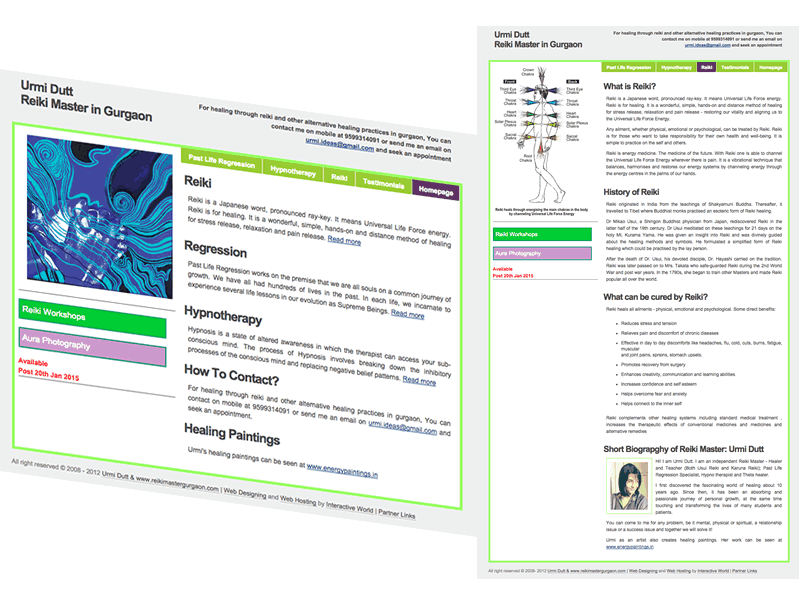 Urmi Dutt Gurgaon Reiki Website Design