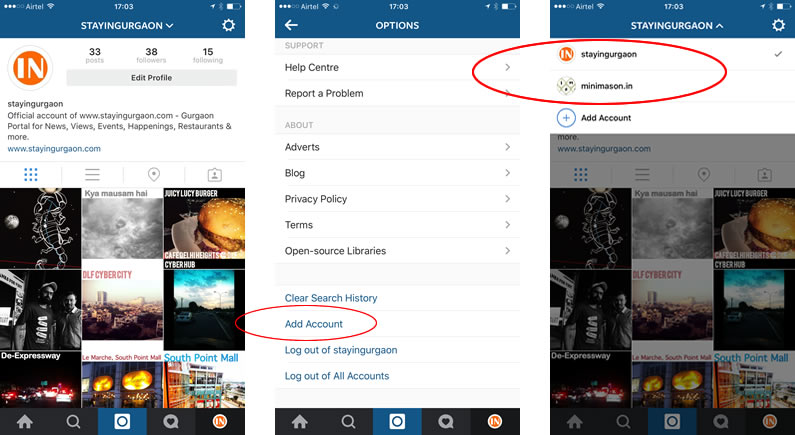 Switch Accounts in Instagram
